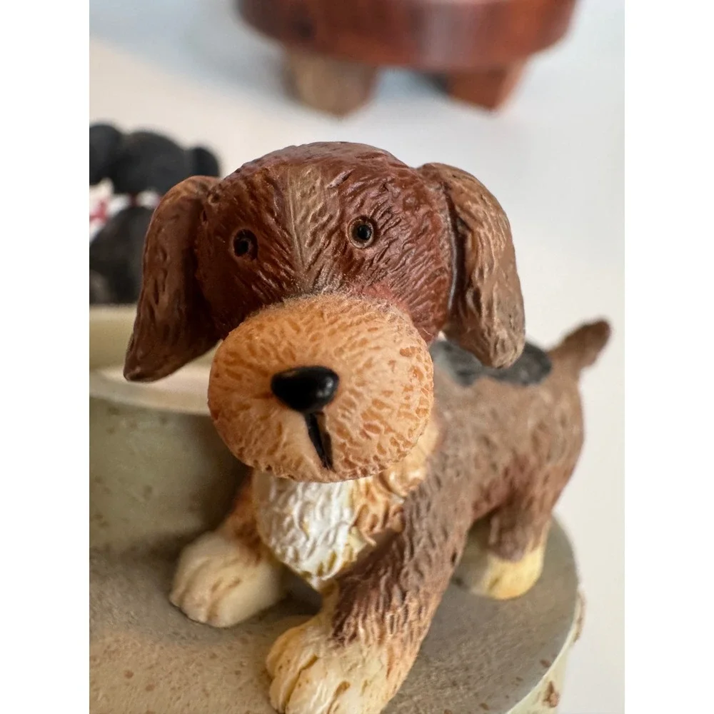 VTG Deb Strain Candle Capper Dogs Figurine Puppy‎ Decor Farmhouse Style